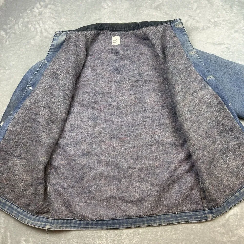 Vintage Big Mac Blanket Lined Chore Coat Denim Work Jacket JCPenney USA 70s